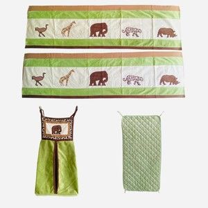 Bean Sprout Safari 3pc set Diaper Stacker, 2 valance + Changing Pad BabiesRUs.